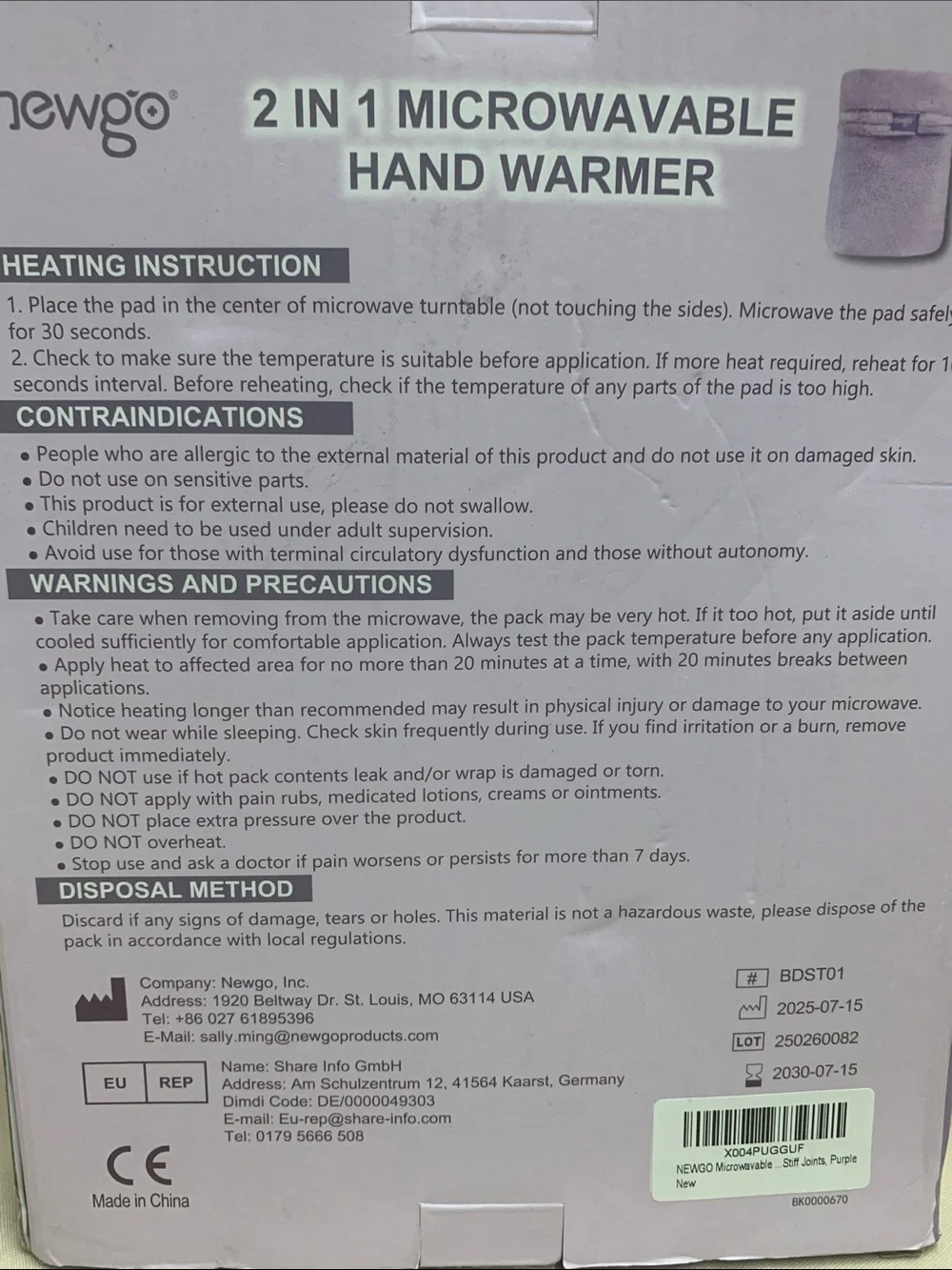 2-in-1 Microwavable Hand Warmer - Lavender
